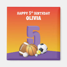 Bolas de Esportes de Aniversário para 5 de Menina 