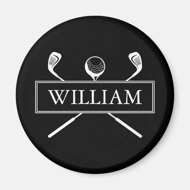 Imã Bolas De Golfe Personalizadas Preto E Branco Clube (Frente)