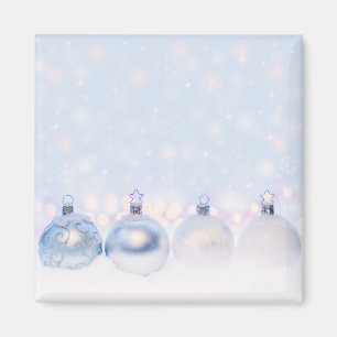 Imã Bolas de Natal de Prata Festiva na Neve