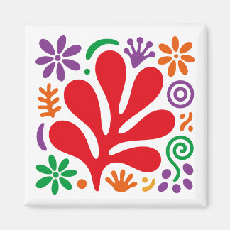 Imã Bold Abstract Magnet Colorful Floral Matisse Style