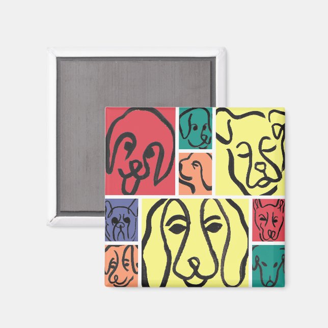 Imã Bold Color Dog Faces (Front/Back)