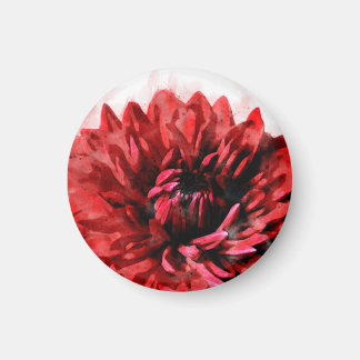 Imã Bold Dahlia Watercolor Crimson