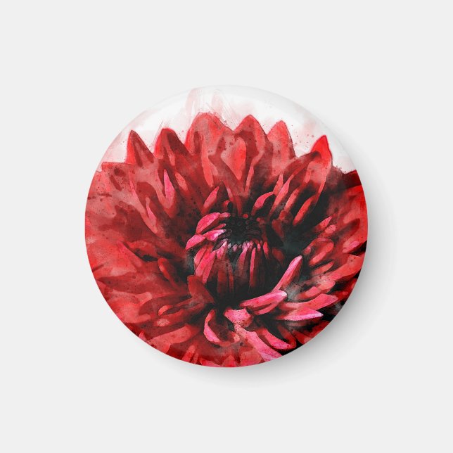 Imã Bold Dahlia Watercolor Crimson (Frente)