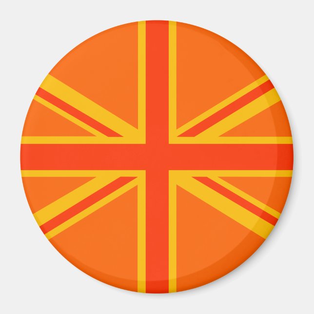 Imã Bold Orange Union Jack British Flag Swag (Frente)