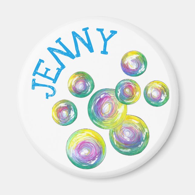 Imã Bolhas de Sabão do Arco-Íris Personalizadas Roxo (Frente)