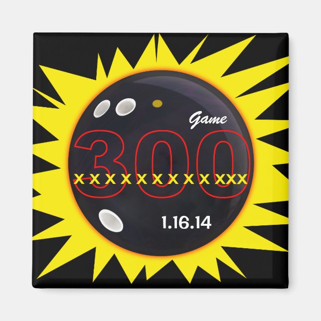 Imã Boliche, 300 Jogo Perfeito, 12X, Preto e Amarelo, (Frente)