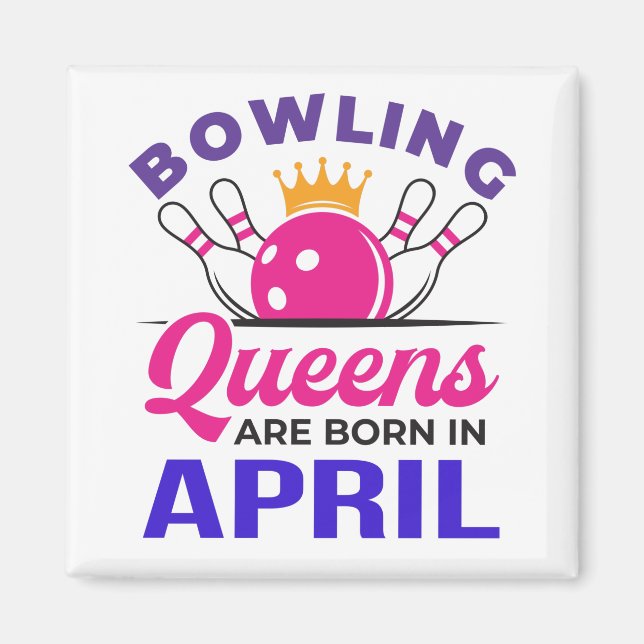 Imã Boliche Aniversário de Abril Mulheres Meninas Bowl (Frente)
