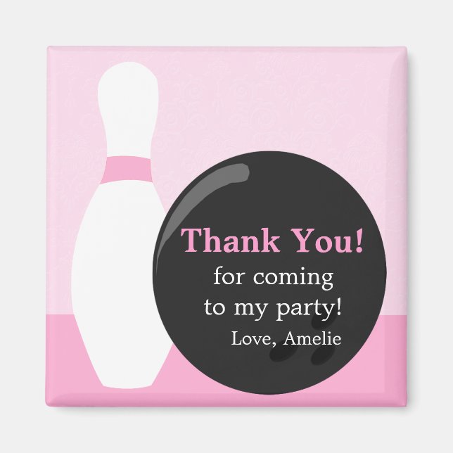 Imã Boliche Garota Festa de aniversário Obrigado Magne (Frente)