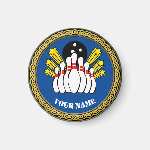 Imã Boliche Personalizada - Adicionar Nome - Azul