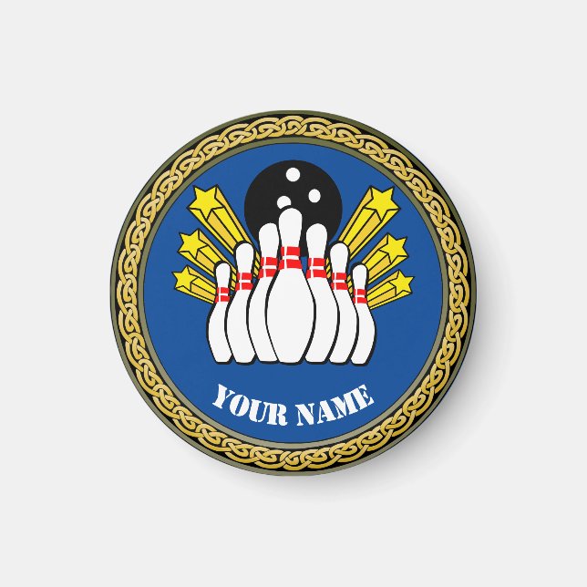 Imã Boliche Personalizada - Adicionar Nome - Azul (Frente)