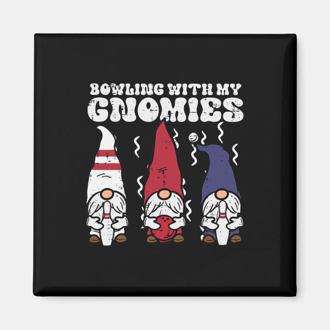 Imã Boliches Com Gnomies Bowler Gnomos Correspondendo  (Frente)