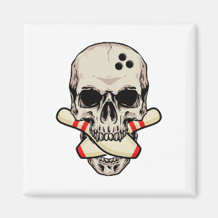 Imã Boliches Pinos Retro Caveira Skeleton Boliche Cabe