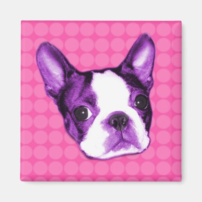 Imã Bolinhas Boston Terrier Puppy Magnet (Frente)