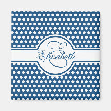 Bolinhas brancas elegantes no monograma azul cláss