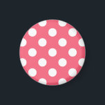 Imã Bolinhas brancas em coral<br><div class="desc">Bolinhas brancas em coral</div>