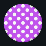 Imã Bolinhas brancas em roxo brilhante<br><div class="desc">Bolinhas brancas em roxo brilhante</div>