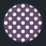 Imã Bolinhas brancas em roxo de ameixa<br><div class="desc">Bolinhas brancas em roxo de ameixa</div>