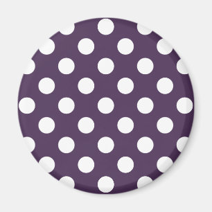 Imã bolinhas brancas em roxo de ameixa