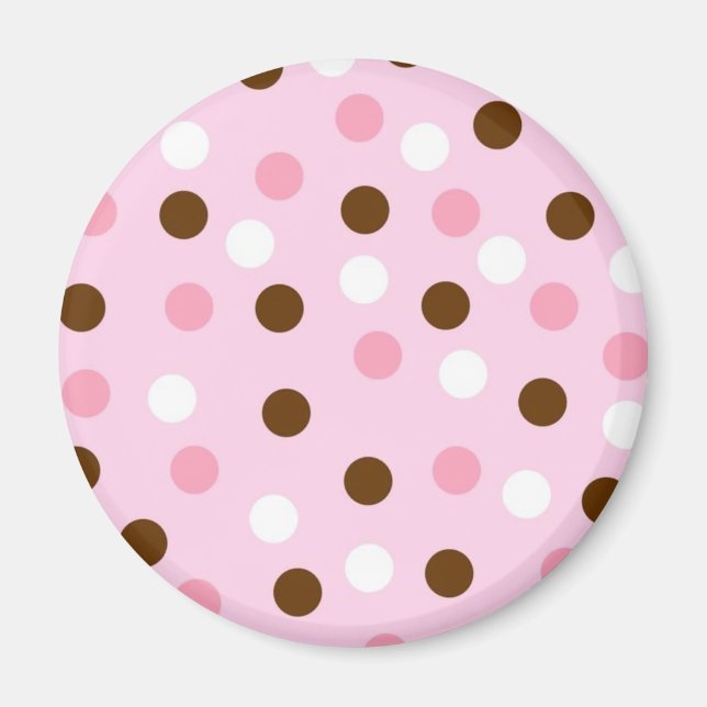 Imã Bolinhas Castanho e Rosa (Frente)