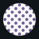 Imã Bolinhas ultravioletas em branco<br><div class="desc">A cor do ano de Pantone para 2018 é ultravioleta.</div>