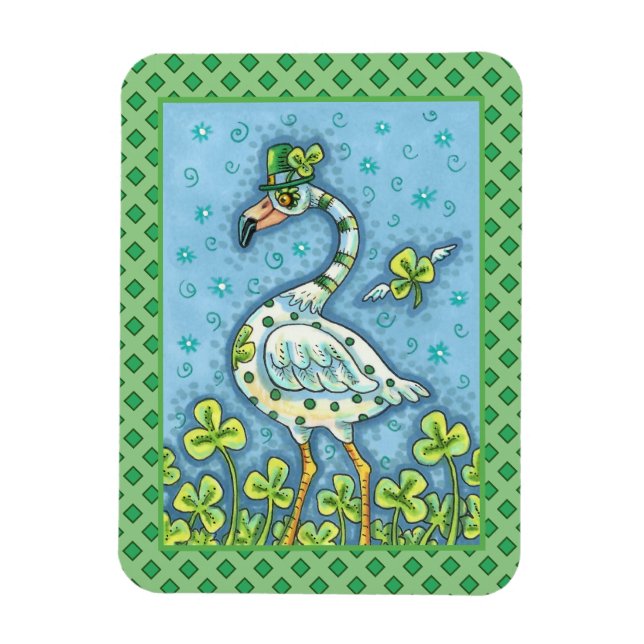 Ímã Bolinhas VERDE FLAMINGO, RUA ENGRAÇADA. DIA DE PAT (Vertical)
