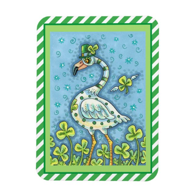 Ímã Bolinhas VERDE FLAMINGO, RUA ENGRAÇADA. DIA DE PAT (Vertical)