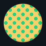 Imã Bolinhas verdes em amarelo<br><div class="desc">Bolinhas verdes em amarelo</div>