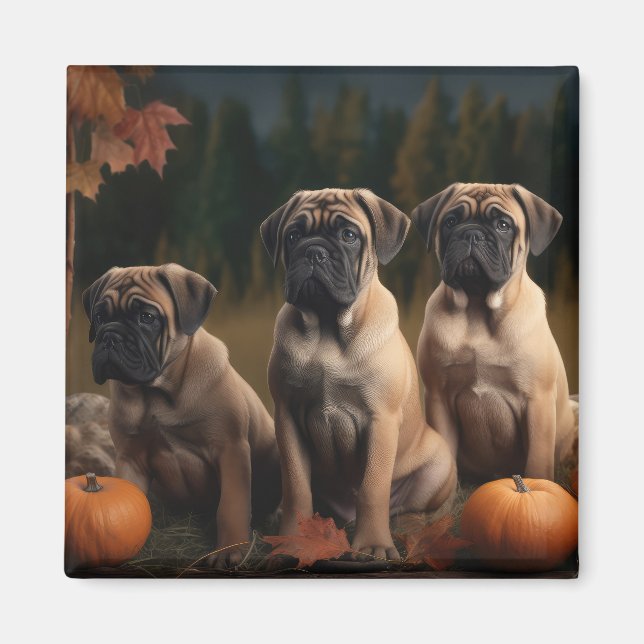 Imã Bolmastiff Puppy Autumn Delight Pumpkin (Frente)