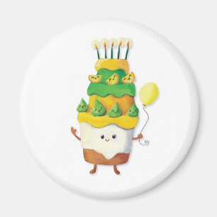 Imã Bolo de aniversário bonito de Kawaii