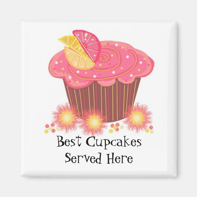 Imã Bolo de aniversário cor-de-rosa com frase fofa (Frente)