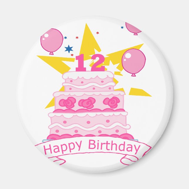 Imã Bolo de aniversário de 12 anos (Frente)
