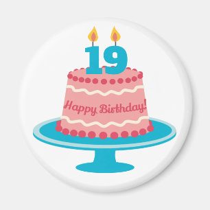 Imã Bolo de Aniversário de 19 anos
