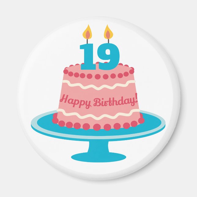 Imã Bolo de Aniversário de 19 anos (Frente)