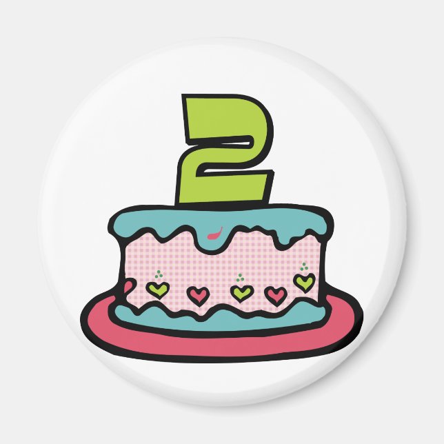 Imã Bolo de aniversário de 2 anos (Frente)