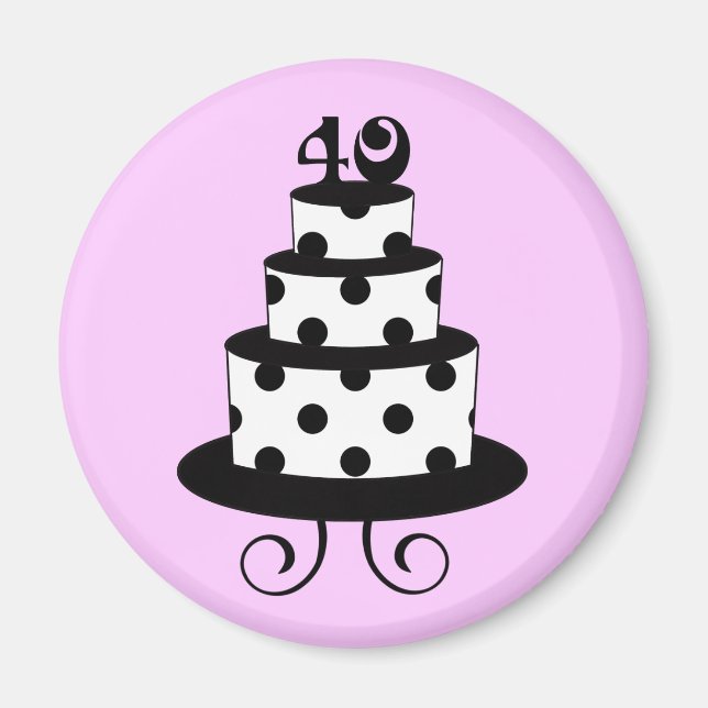 Imã Bolo de aniversário de 40 anos de bolinhas da (Frente)