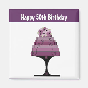 Imã Bolo de Aniversário de 50 anos - Roxo Designer