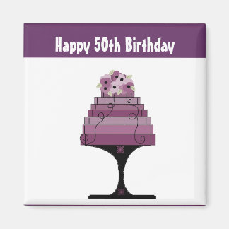 Imã Bolo de Aniversário de 50 anos - Roxo Designer