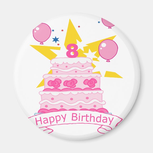 Imã Bolo de aniversário de 8 anos (Frente)