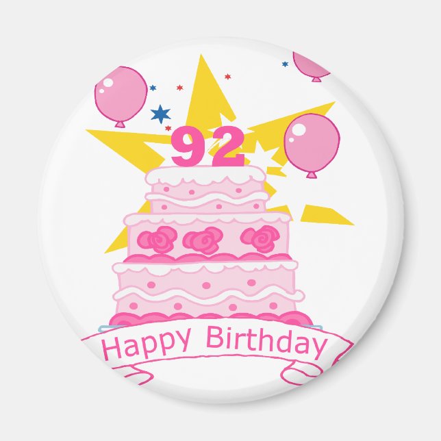 Imã Bolo de aniversário de 92 anos (Frente)