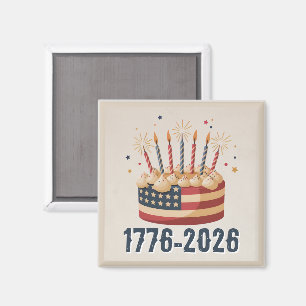 Imã Bolo de Aniversário Patriótico 1776-2026 Celebraçã