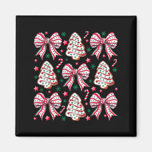 Imã Bolo de árvore de laço coquete Candy Cane Feliz Na