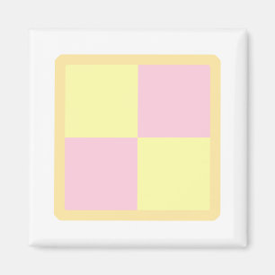 Imã Bolo de Battenburg. Rosa e Amarelo.