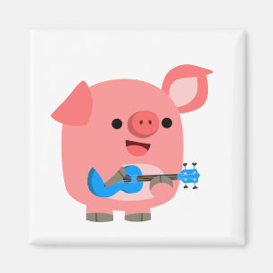 Imã Bolo de Cartoon Bonito Tocando Magneta Ukulele