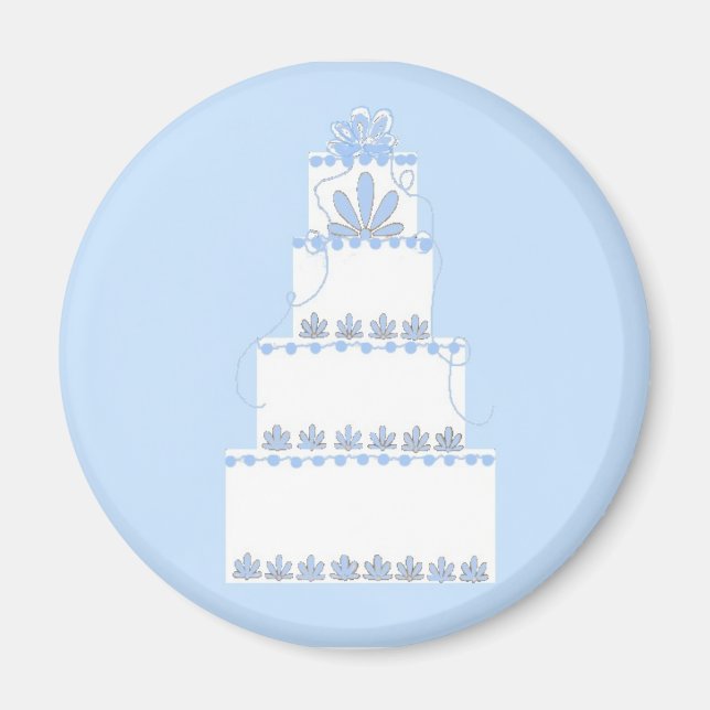 Imã Bolo de Casamento Azul e Branco (Frente)