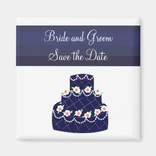 Imã Bolo de Casamento Azul Marinho Save the Date