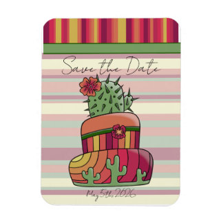 Ímã Bolo de Casamento Cactus "Salve a Data"