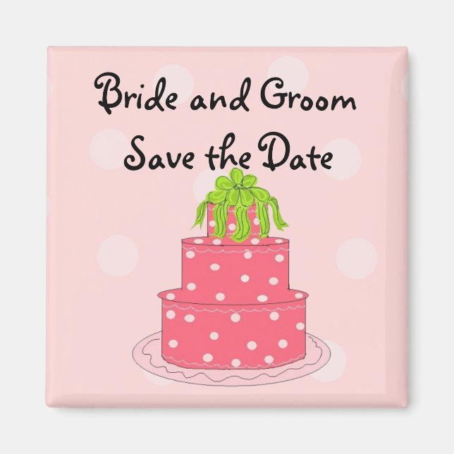 Imã Bolo de Casamento Rosa Salve a Data (Frente)