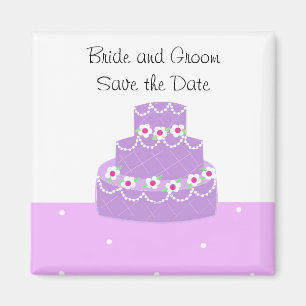 Imã Bolo de Casamento Roxo Salve a Data
