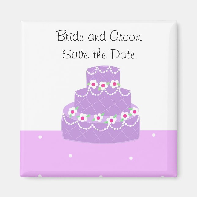 Imã Bolo de Casamento Roxo Salve a Data (Frente)