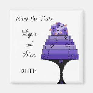 Imã Bolo de Casamento Roxo Salve a Data
